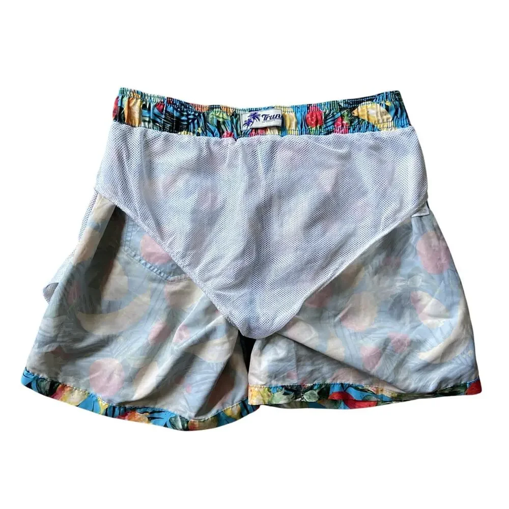 Trunks Blue Fruit Graphic Meshed Lined Swim Trunks